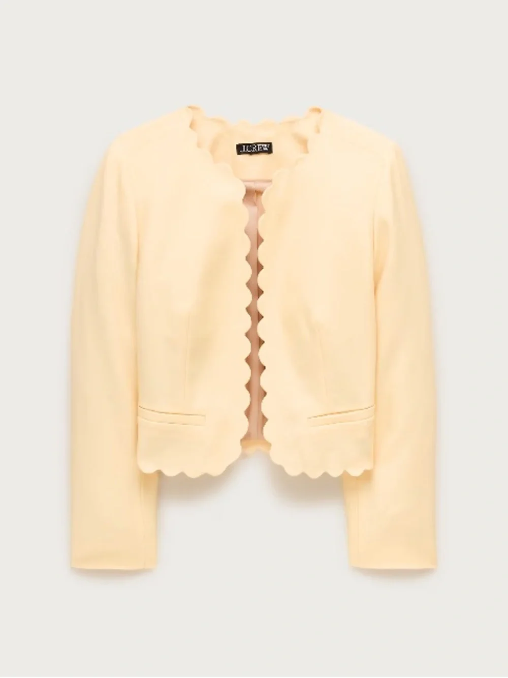 J.Crew Louisa lady jacket with scalloped trim in Gramercy linen blend CS843